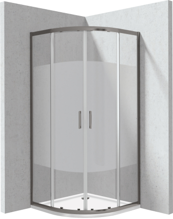 Baie - Cabina de dus titan semirotunda cu cadita alba 80x80 cm, cu sticla model dunga, Deante