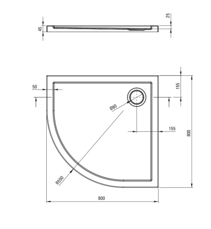 Cabina de dus neagra semirotunda cu cadita alba 80x80 cm, cu sticla model oras, Deante Funkia Evo [2]