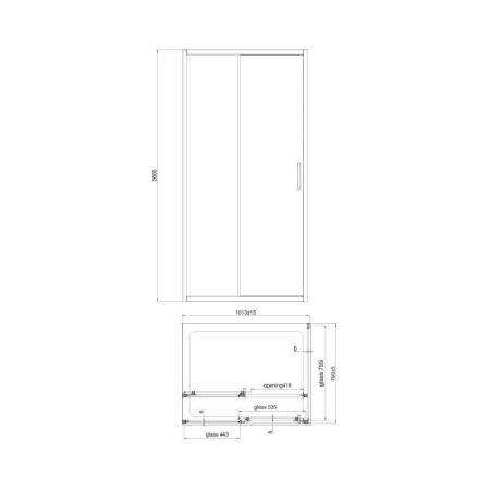 Cabina de dus dreptunghiulara din aluminiu auriu periat, 100 x 80 cm, sticla securizata 6 mm, Fluminia Iris [1]