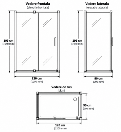 Cabina de dus neagra dreptunghiulara 120x90 cm Deante Prizma [1]