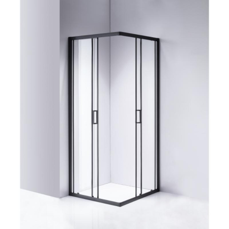 Cabina de dus neagra cu usi culisante patrata 80x80 cm Mediterraneo Siri [1]
