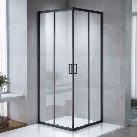 Cabina de dus neagra cu usi culisante, patrata 90x90 cm Mediterraneo Siri Black [10]
