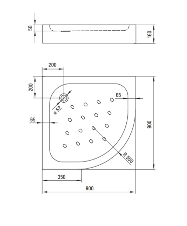 Cabina de dus neagra, semirotunda cu cadita alba 90x90 cm Deante Funkia Evo [3]
