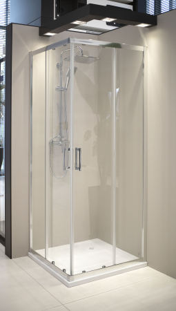 Cabina de dus crom patrata cu cadita alba 80x80 cm Deante Funkia Evo [1]