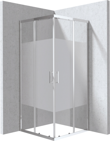 Baie - Cabina de dus crom patrata 80x80 cm cu sticla model dunga, Deante Funkia Evo