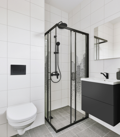 Cabina de dus neagra patrata 80x80 cm cu sticla model oras Deante Funkia Evo [1]