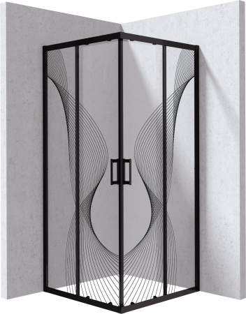 Baie - Cabina de dus neagra patrata 80x80 cm cu sticla model val Deante Funkia Evo