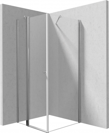 Cabina de dus patrata, usa batanta si un perete fix, 90x90 cm, profil crom, Deante Kerria Plus