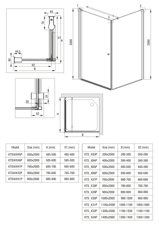 Cabina de dus patrata, usa batanta si un perete fix, 90x90 cm, profil crom, Deante Kerria Plus [1]