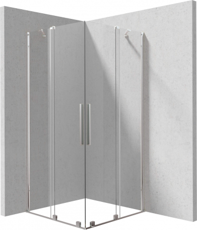 Paravane de dus walk-in - Cabina de dus patrata, cu usi batante, 90x90 cm, profil crom, Deante Prizma