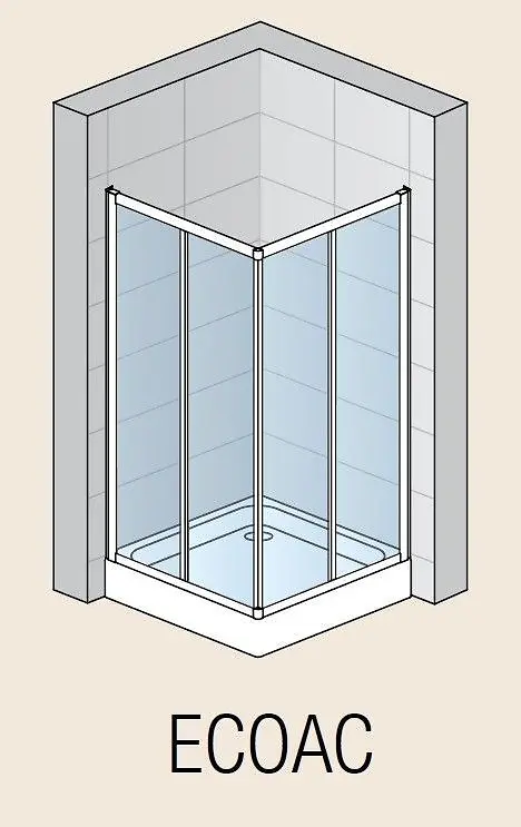 Cabina de dus patrata 100x100 cm, crom, cu usi glisante, Eco-Line SanSwiss [2]