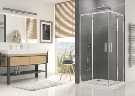 Cabina de dus patrata 80x80x190 cm, cu usi culisante, profil crom, Sanswiss Ocelia [2]