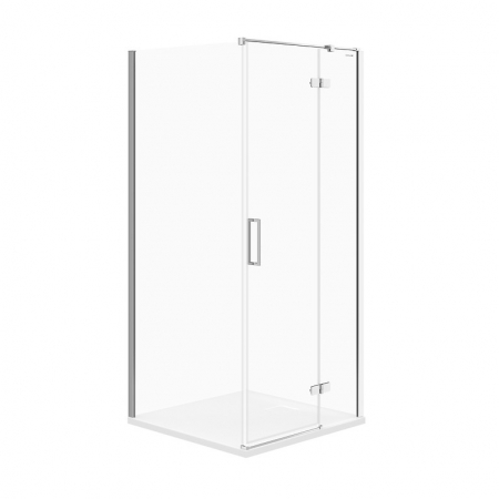 Cabine de dus simple - Cabina de dus patrata 90x90 cm Cersanit Jota, crom cu usa batanta dreapta