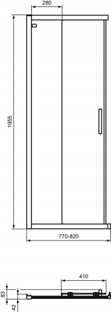 Usa dus glisanta cu segment fix 80 cm Ideal Standard Connect 2 profil crom lucios [2]