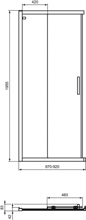 Usa dus glisanta cu segment fix 90 cm Ideal Standard Connect 2 profil crom lucios [3]