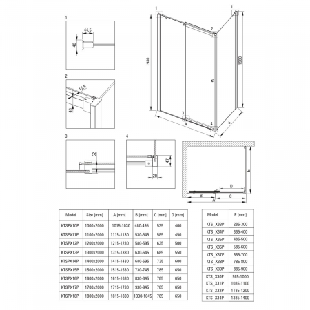 Cabina de dus rectangulara, usi glisante si un perete fix, 100x80 cm, profil negru, Deante Kerria Plus [1]