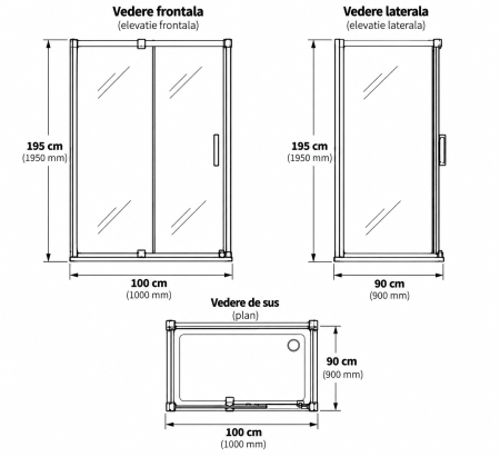 Cabina de dus  neagra dreptunghiulara 100x90 cm Deante Prizma [6]