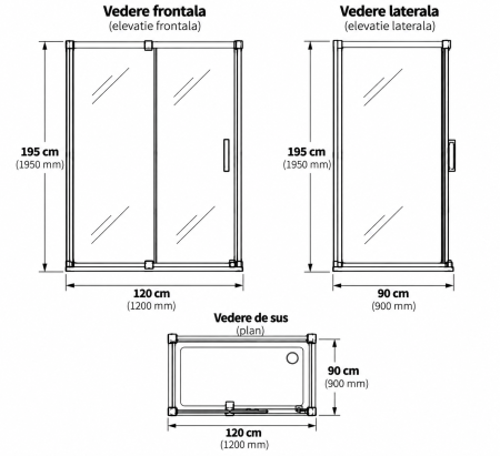 Cabina de dus otel slefuit dreptunghiulara 120x90 cm Deante Prizma [5]