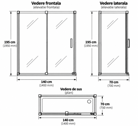 Cabina de dus otel slefuit dreptunghiulara 140x70 cm Deante Prizma [1]