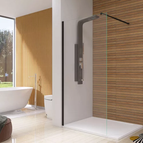 Paravan de dus walk-in, 80x190 cm, neagru, Leziter River [1]