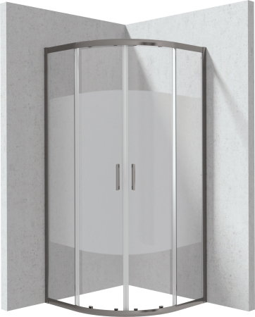 Baie - Cabina de dus semirotunda 80x80 cm Deante cu sticla model dunga, Funkia Evo Titanium