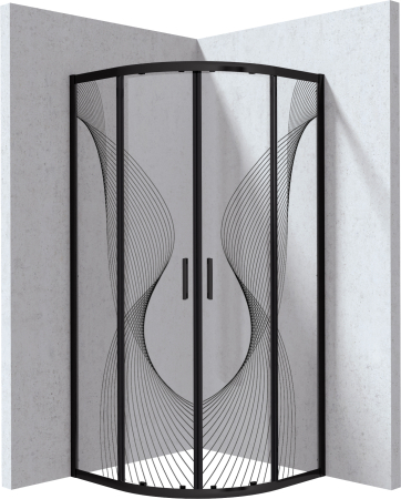 Baie - Descriere cabina de dus semirotunda neagra 80x80 cm cu sticla model val, Deante Funkia Evo