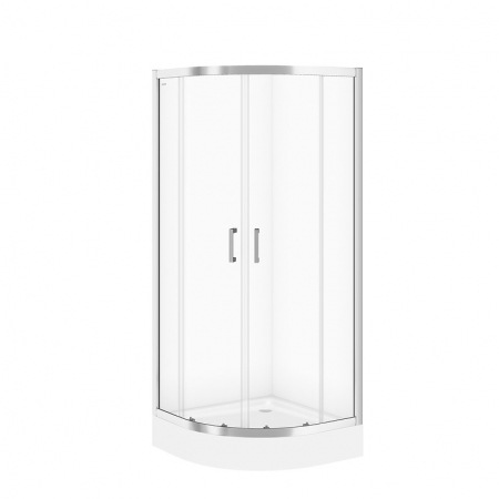Cabine de dus simple - Cabina de dus semirotunda 80x80 cm Cersanit Basic, crom