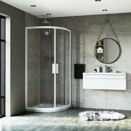 Cabina de dus semirotunda 90x90 cm Ideal Standard Connect 2 cu usi glisante profil alb mat [1]