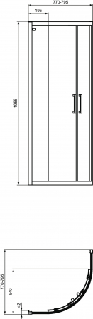 Cabina de dus semirotunda 80x80 cm Ideal Standard Connect 2 cu usi glisante profil crom lucios [1]