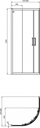 Cabina de dus semirotunda 90x90 cm Ideal Standard Connect 2 cu usi glisante profil crom lucios [1]