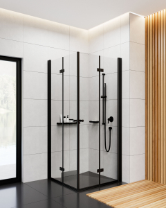 Cabina de dus patrata neagra 100x100 cm cu usi rabatabile Deante Kerria Plus [1]