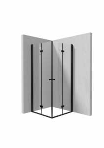 Cabine de dus simple - Cabina de dus patrata neagra 100x100 cm cu usi rabatabile Deante Kerria Plus