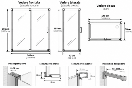 Cabina de dus Titan dreptunghiulara 140x70 cm Deante Prizma [1]