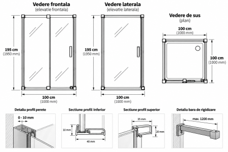 Cabina de dus Titan patrata 100x100 cm Deante Prizma [1]