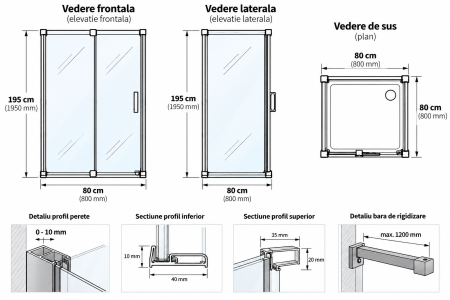 Cabina de dus titan patrata 80x80 cm Deante Prizma [3]