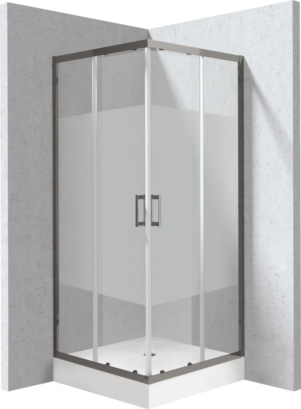 Baie - Cabina de dus titan patrata cu cadita alba 80x80 cm, cu sticla model dunga Deante Funkia Evo