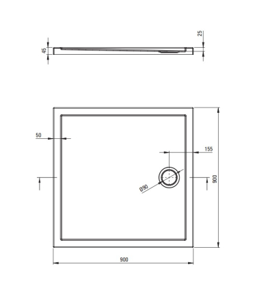Cabina de dus titan patrata cu cadita alba 90x90 cm cu sticla model dunga, Deante Funkia Evo [2]