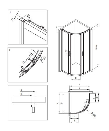 Cabina de dus titan semirotunda cu cadita alba 90x90 cm Deante Funkia Evo [1]