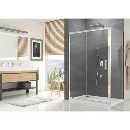 Cabina de dus completa SanSwiss Ocelia 140x80 cm, usa culisanta, sticla 5 mm, crom lucios [1]