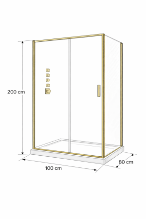 Cabina dus aurie 100x80 cm sticla securizata 6 mm Mediterraneo, Petra Gold [2]