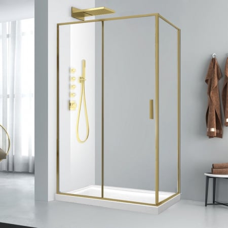 Baie - Cabina dus aurie 100x80 cm sticla securizata 6 mm Mediterraneo, Petra Gold