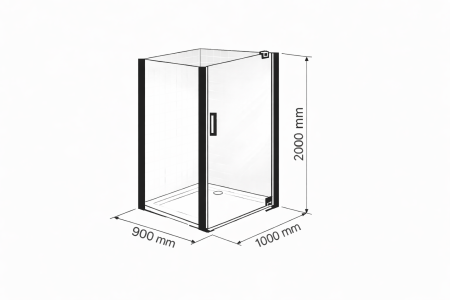 Cabina dus crom 100x90 cm cu usa pivotanta, grosime sticla 6 mm, tratament anticalcar, Ronal Divera [10]