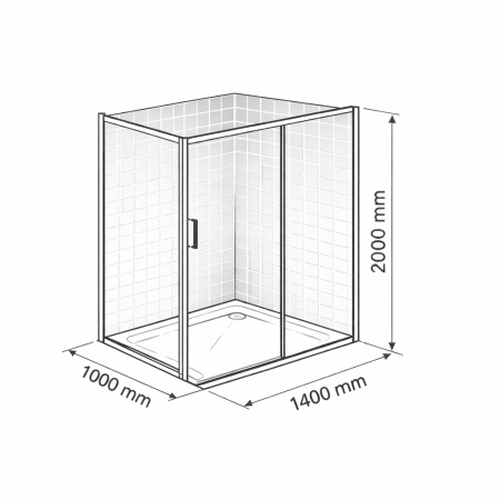 Cabina dus crom 140x100 cm, usa culisanta, grosime sticla 6 mm, tratament anticalcar, Ronal [10]