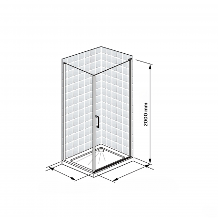 Cabina dus negru mat 80x80 cm cu usa pivotanta, grosime sticla 6 mm, tratament anticalcar, Ronal Divera [10]