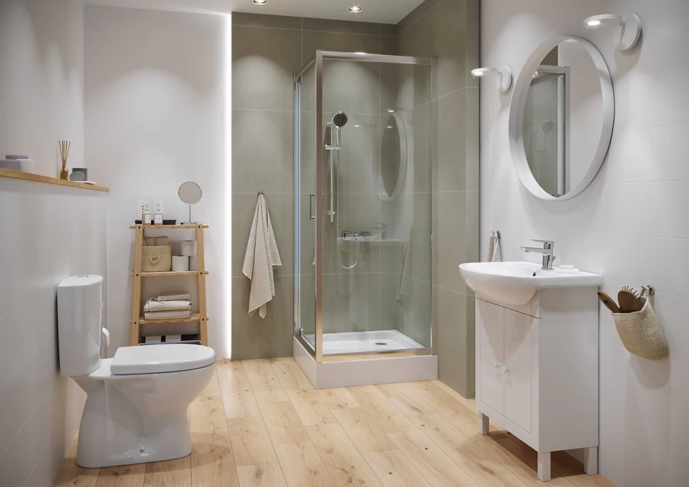 Cabina dus cu usa pivotanta 90x90 cm, sticla transparenta, Cersanit [1]