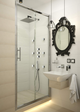 Cabina dus dreptunghiulara 160x90 cm, cu perete fix si usa culisanta, Deante Cynia [4]