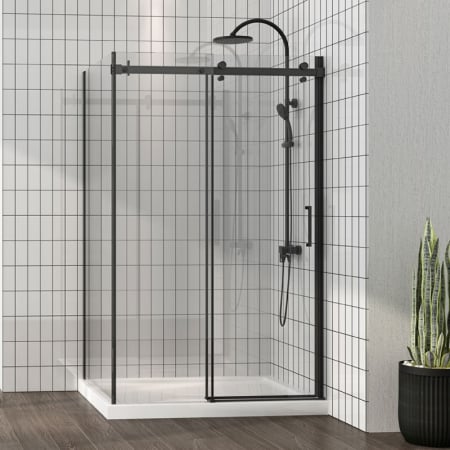 Baie - Cabina dus dreptunghiulara neagra 120x90 cm Mediterraneo, Panda Black