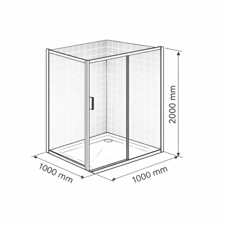 Cabina dus negru mat 100x100 cm, usa culisanta, grosime sticla 6 mm, tratament anticalcar, Ronal Divera [9]