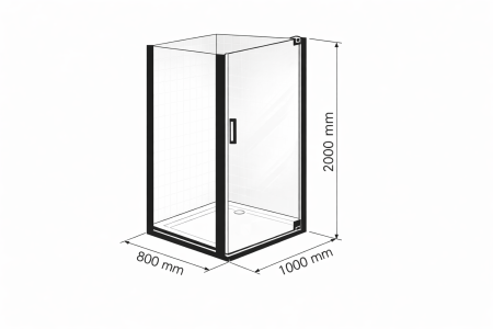 Cabina dus negru mat 100x80 cm cu usa pivotanta, grosime sticla 6 mm, tratament anticalcar, Ronal Divera [10]