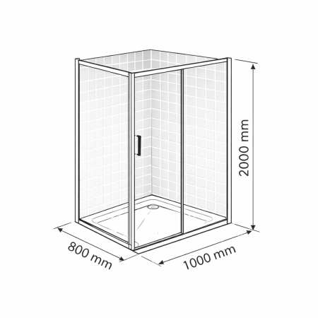 Cabina dus negru mat 100x80 cm, usa culisanta, grosime sticla 6 mm, tratament anticalcar, Ronal Divera [9]